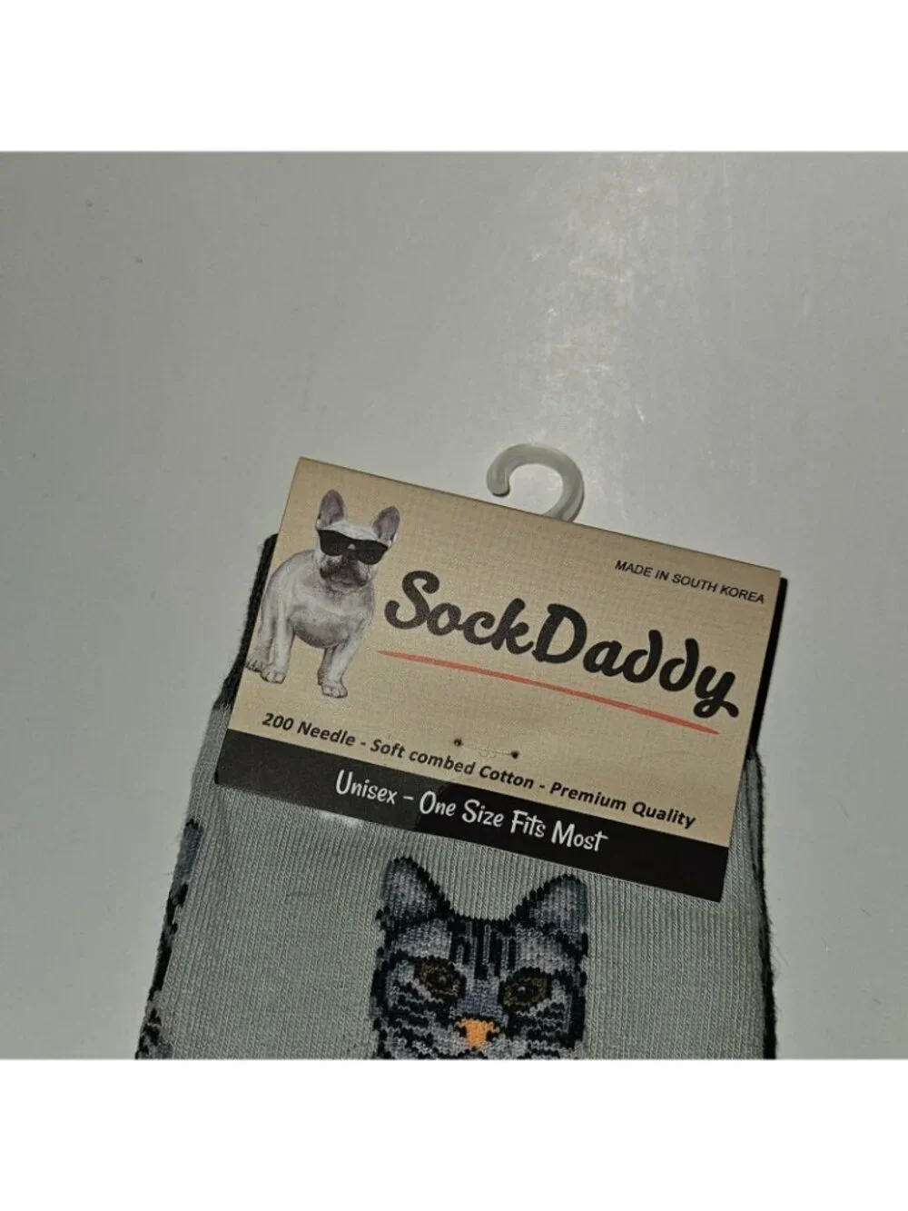 NEW Sock Daddy Gray Socks Silver Tabby Cat Kitty Paw Prints Unisex OSFM One Size